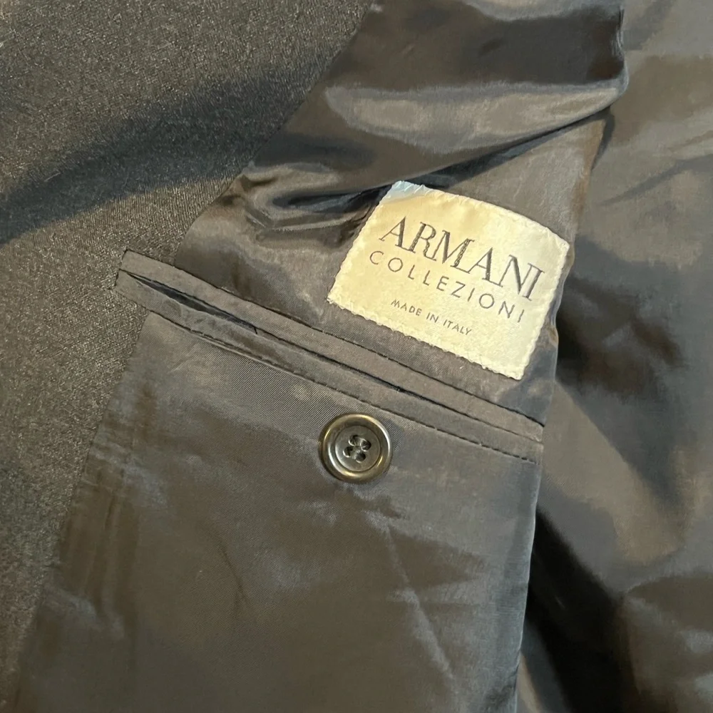 Armani Collezioni Mens 42R Wool Blazer Charcoal Grey 3-Button Sport Coat Italy